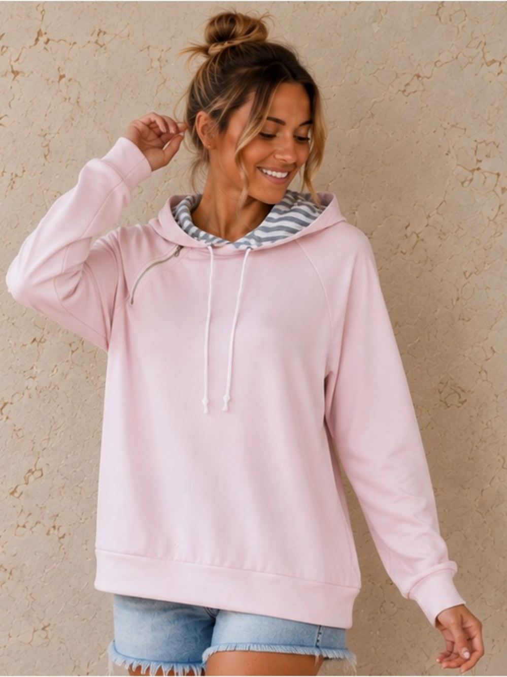 🌸 Double-Hooded Pink Hoodie | Size Large | Casual Layering | EUC